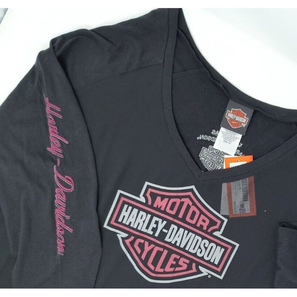 Harley-Davidson Women's Black and Pink Top